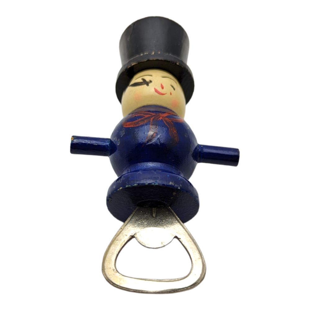 Wood Bottle Opener Hand Painted Circus Ringmaster Figural Japan Vintage Barware - Picture 5 of 6